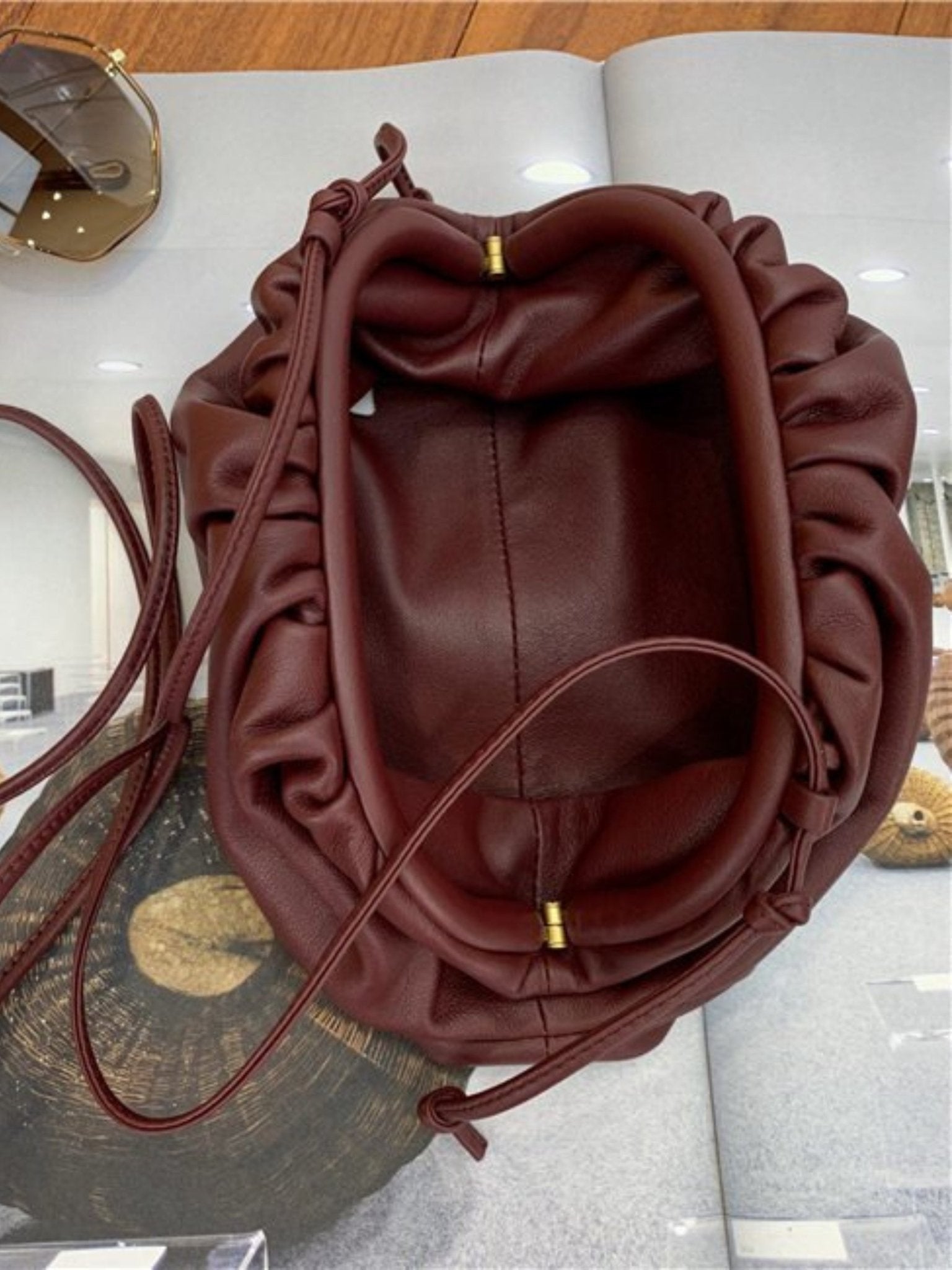 Serena Soft Leather Pouch Bag – Minimalist, Modern & Supple - in Wine Red | Arvea Bags