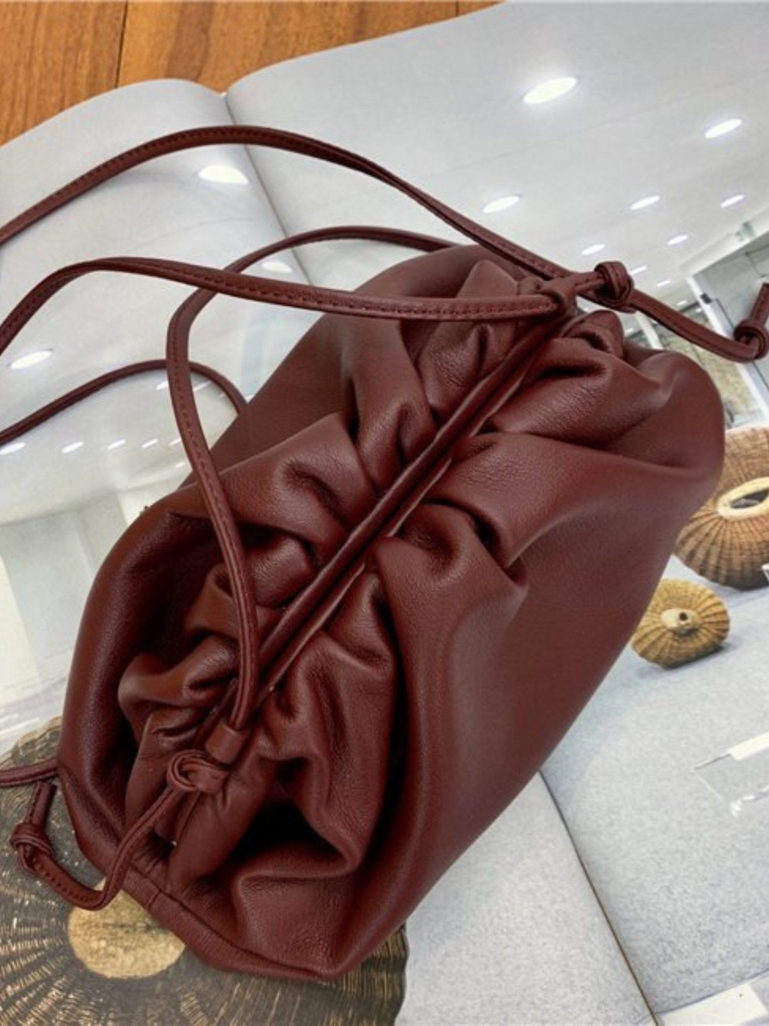 Serena Soft Leather Pouch Bag – Minimalist, Modern & Supple - in Wine Red | Arvea Bags
