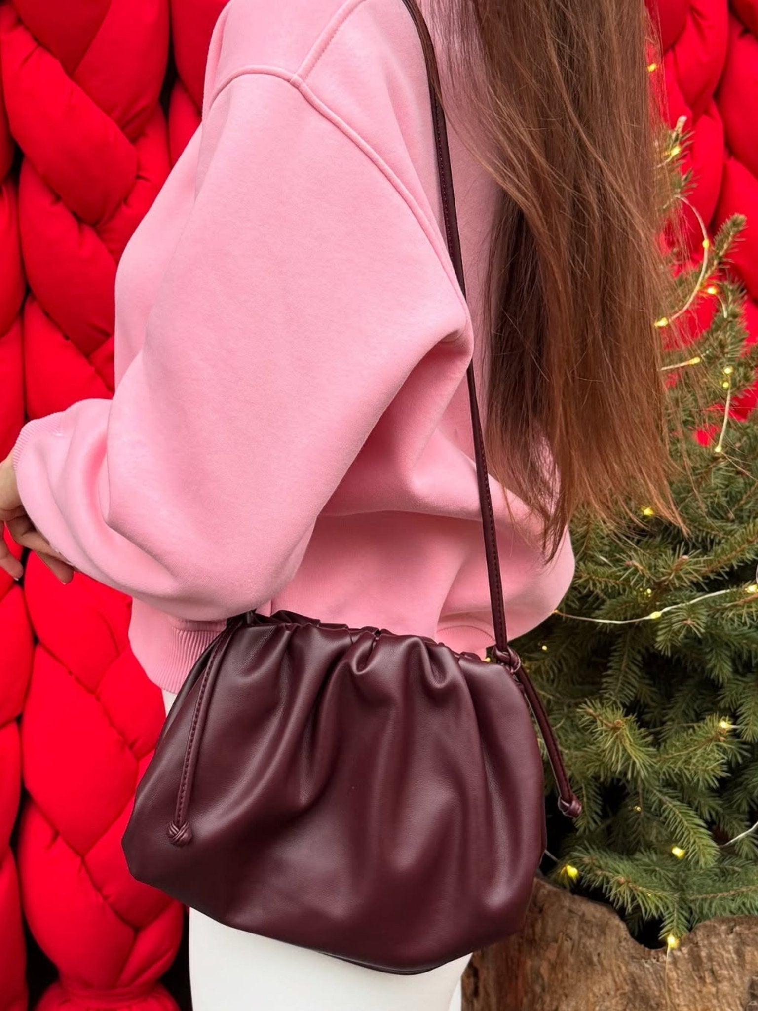 Serena Soft Leather Pouch Bag – Minimalist, Modern & Supple - in Wine Red | Arvea Bags
