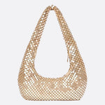 Shoulder bag with sequin mesh and curved silhouette - in Gold | Arvea Bags