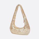 Shoulder bag with sequin mesh and curved silhouette - in Gold | Arvea Bags