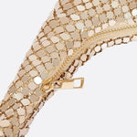 Shoulder bag with sequin mesh and curved silhouette - in Gold | Arvea Bags