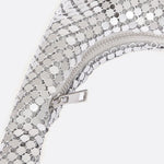 Shoulder bag with sequin mesh and curved silhouette - in Silver | Arvea Bags