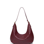 Siena | Brown Woven Leather Shoulder Bag – Sophisticated & Timeless - in Burgundy | Arvea Bags