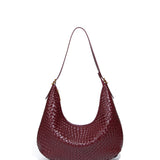 Siena | Brown Woven Leather Shoulder Bag – Sophisticated & Timeless - in Burgundy | Arvea Bags