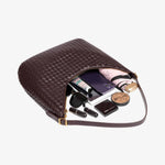 Siena | Brown Woven Leather Shoulder Bag – Sophisticated & Timeless - in Grey | Arvea Bags