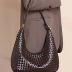 Siena | Brown Woven Leather Shoulder Bag – Sophisticated & Timeless - in Grey | Arvea Bags