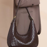 Siena | Brown Woven Leather Shoulder Bag – Sophisticated & Timeless - in Grey | Arvea Bags