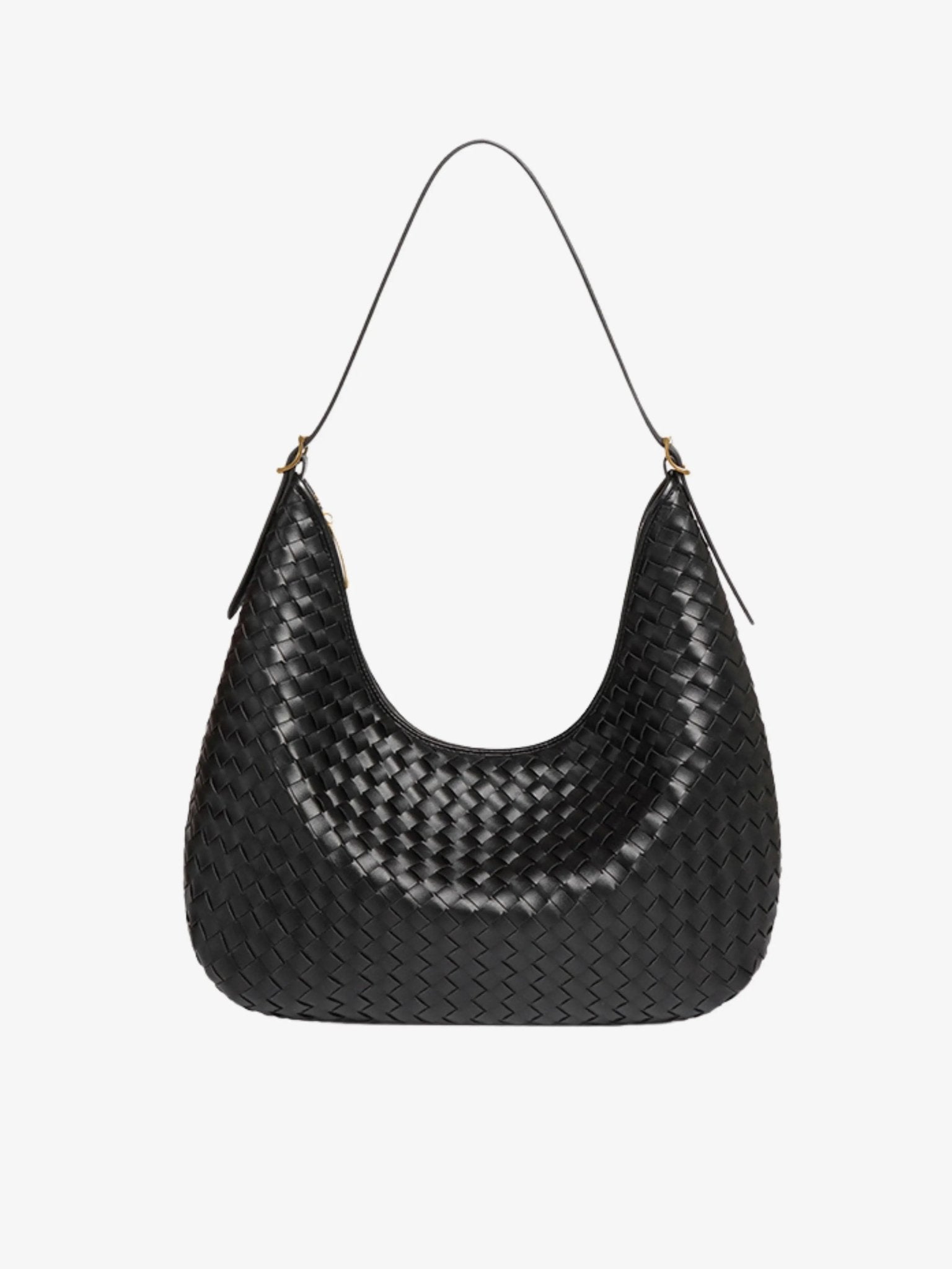 Siena | Brown Woven Leather Shoulder Bag – Sophisticated & Timeless - in Grey | Arvea Bags