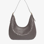 Siena | Brown Woven Leather Shoulder Bag – Sophisticated & Timeless - in Grey | Arvea Bags
