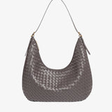 Siena | Brown Woven Leather Shoulder Bag – Sophisticated & Timeless - in Grey | Arvea Bags