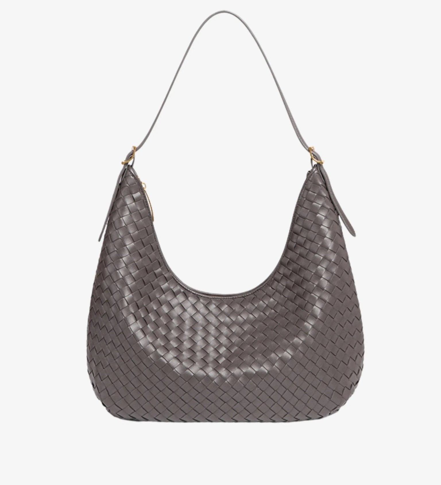 Siena | Brown Woven Leather Shoulder Bag – Sophisticated & Timeless - in Grey | Arvea Bags