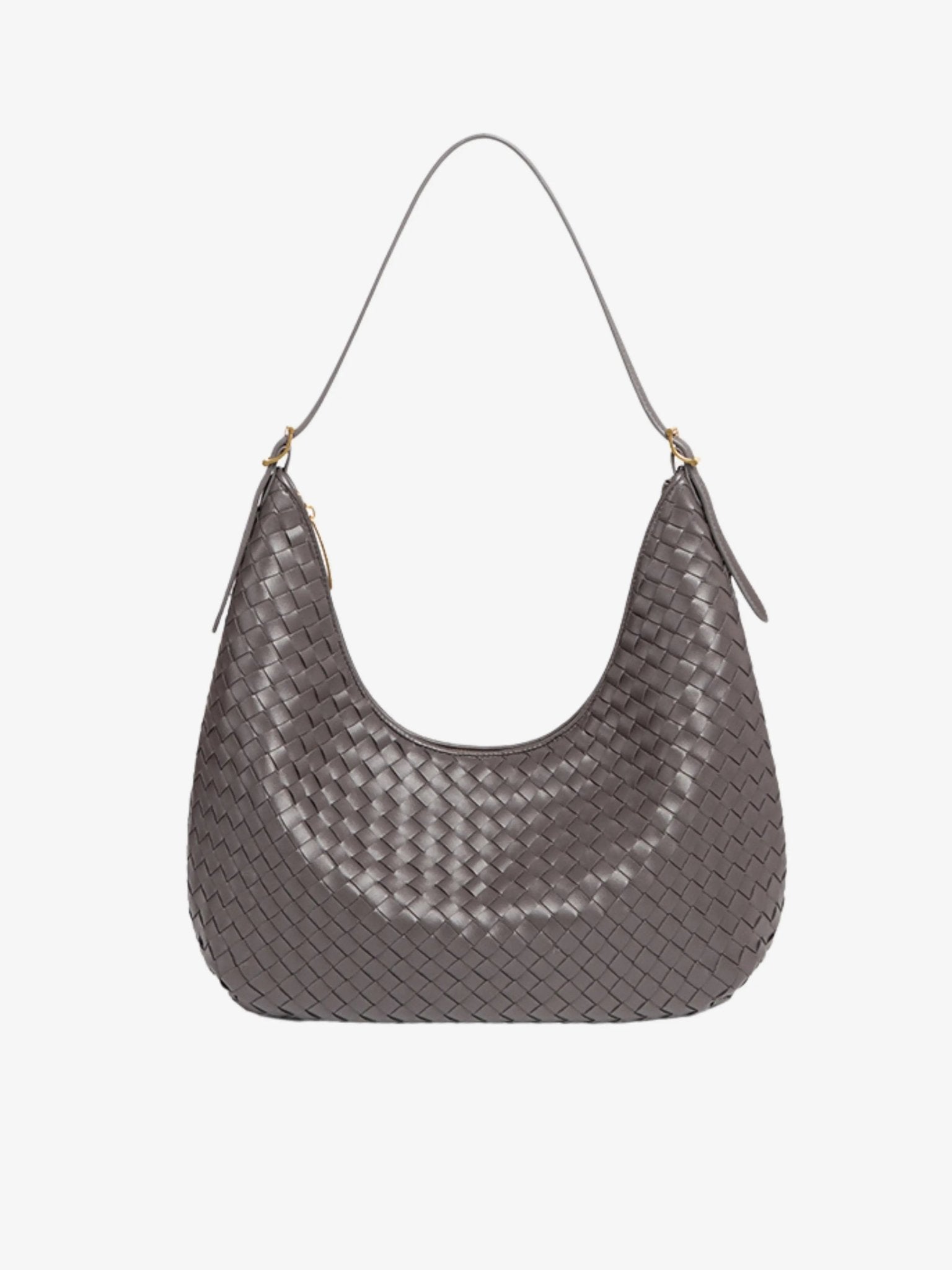 Siena | Brown Woven Leather Shoulder Bag – Sophisticated & Timeless - in Grey | Arvea Bags