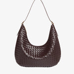 Siena | Brown Woven Leather Shoulder Bag – Sophisticated & Timeless - in Grey | Arvea Bags