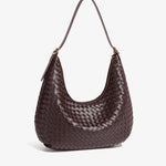 Siena | Brown Woven Leather Shoulder Bag – Sophisticated & Timeless - in Grey | Arvea Bags