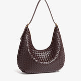 Siena | Brown Woven Leather Shoulder Bag – Sophisticated & Timeless - in Grey | Arvea Bags