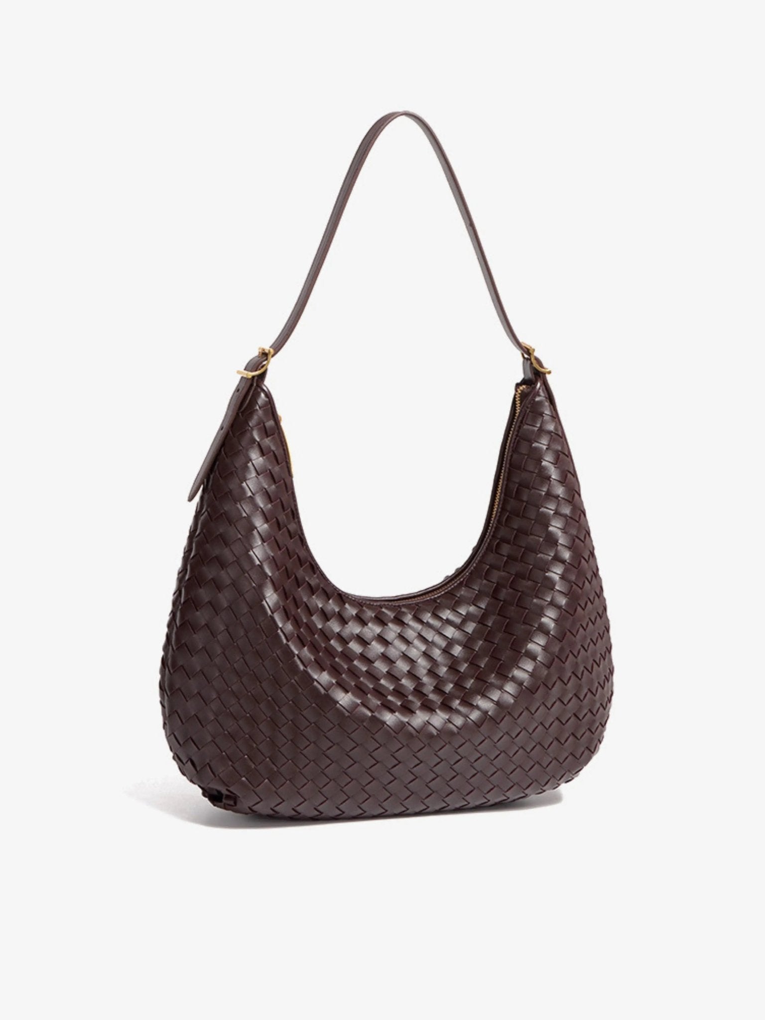 Siena | Brown Woven Leather Shoulder Bag – Sophisticated & Timeless - in Grey | Arvea Bags