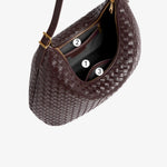 Siena | Brown Woven Leather Shoulder Bag – Sophisticated & Timeless - in Grey | Arvea Bags