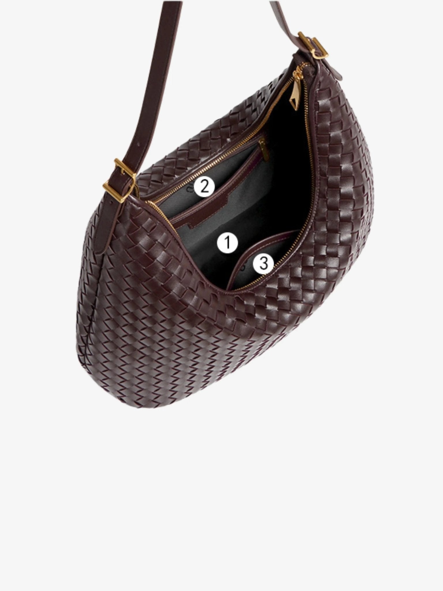 Siena | Brown Woven Leather Shoulder Bag – Sophisticated & Timeless - in Grey | Arvea Bags