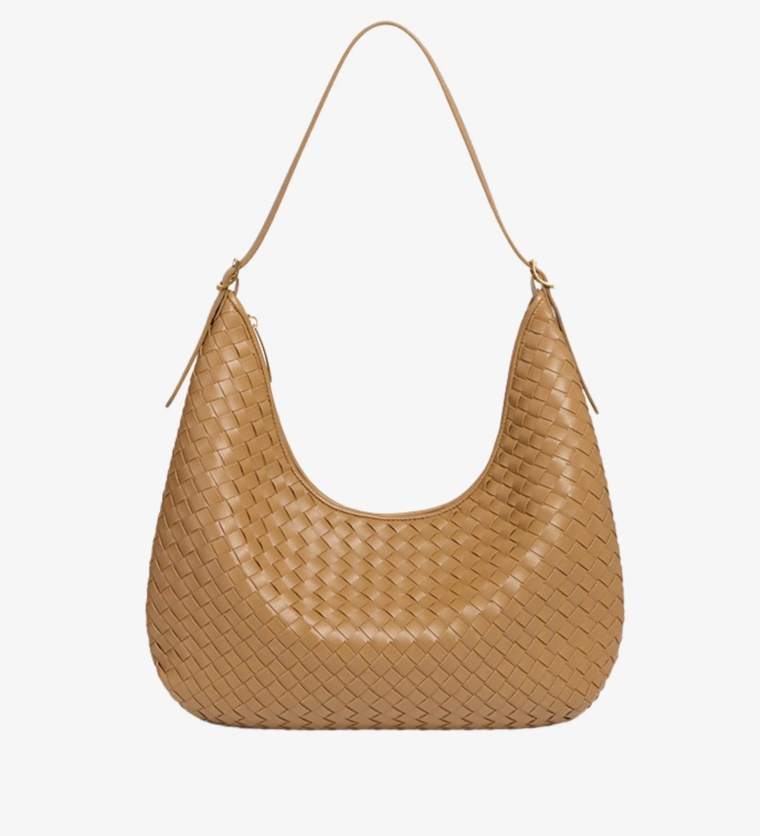 Siena | Brown Woven Leather Shoulder Bag – Sophisticated & Timeless - in Khaki | Arvea Bags