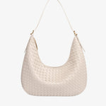 Siena | Brown Woven Leather Shoulder Bag – Sophisticated & Timeless - in Off White | Arvea Bags