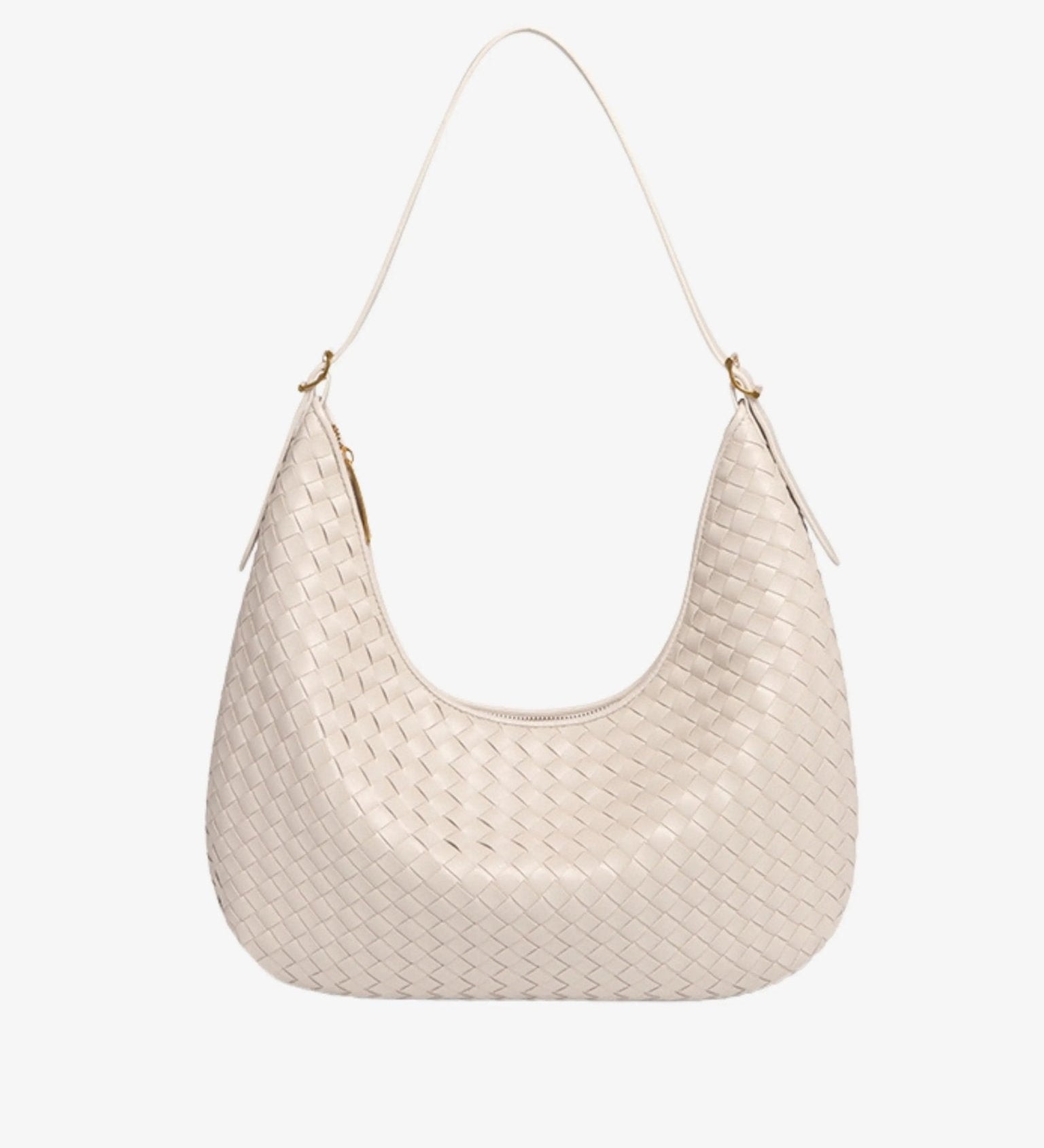 Siena | Brown Woven Leather Shoulder Bag – Sophisticated & Timeless - in Off White | Arvea Bags