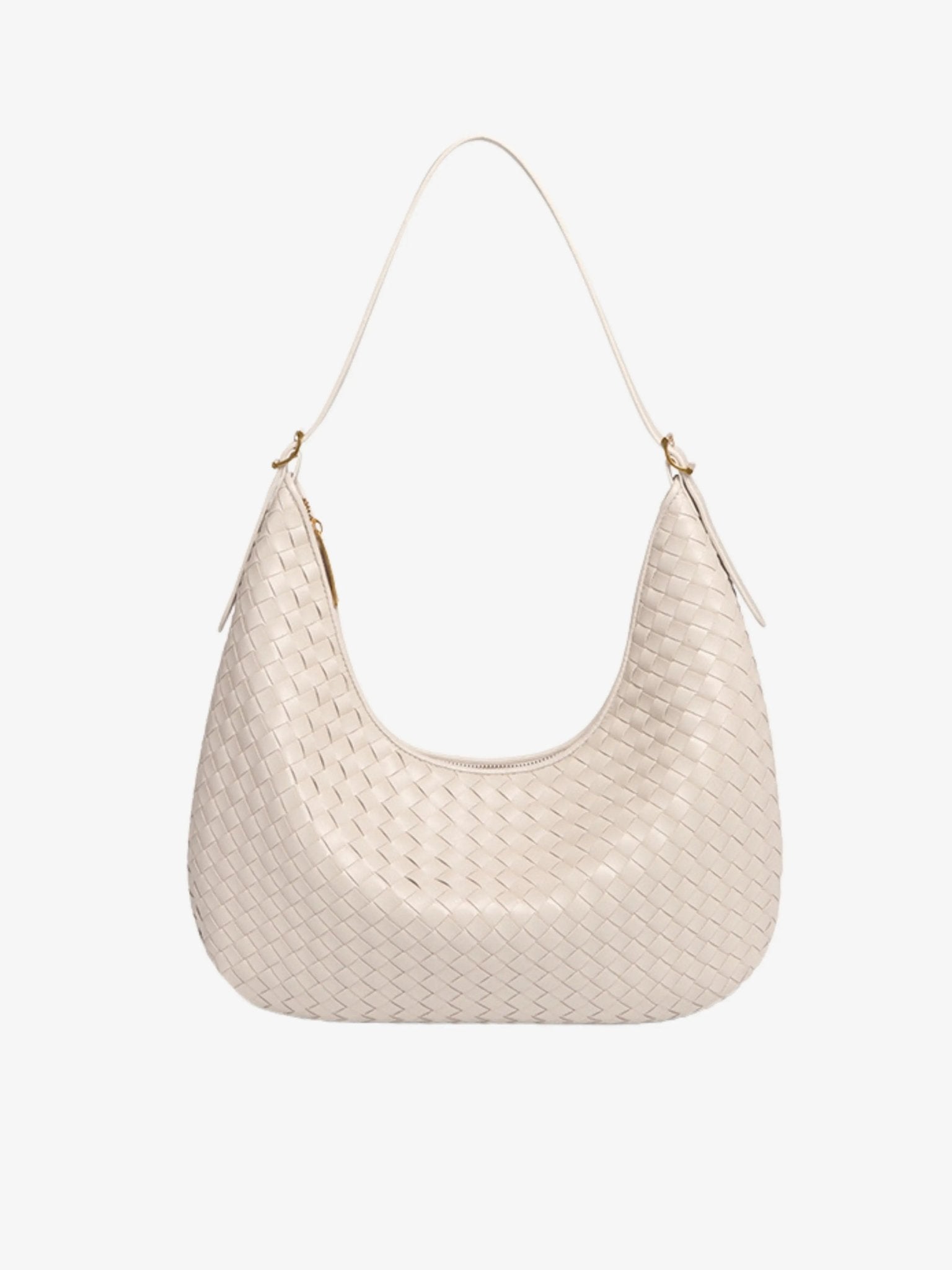 Siena | Brown Woven Leather Shoulder Bag – Sophisticated & Timeless - in Off White | Arvea Bags