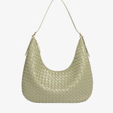 Siena | Brown Woven Leather Shoulder Bag – Sophisticated & Timeless - in Olive | Arvea Bags