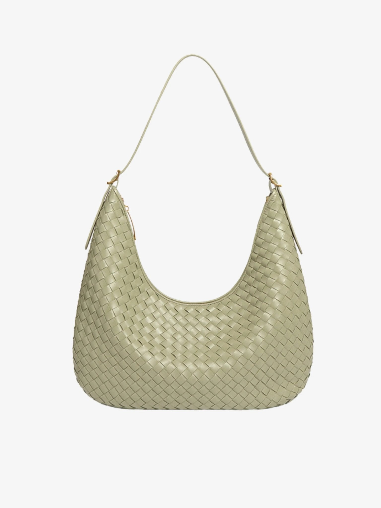 Siena | Brown Woven Leather Shoulder Bag – Sophisticated & Timeless - in Olive | Arvea Bags