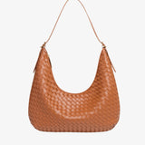 Siena | Brown Woven Leather Shoulder Bag – Sophisticated & Timeless - in Tan Brown | Arvea Bags