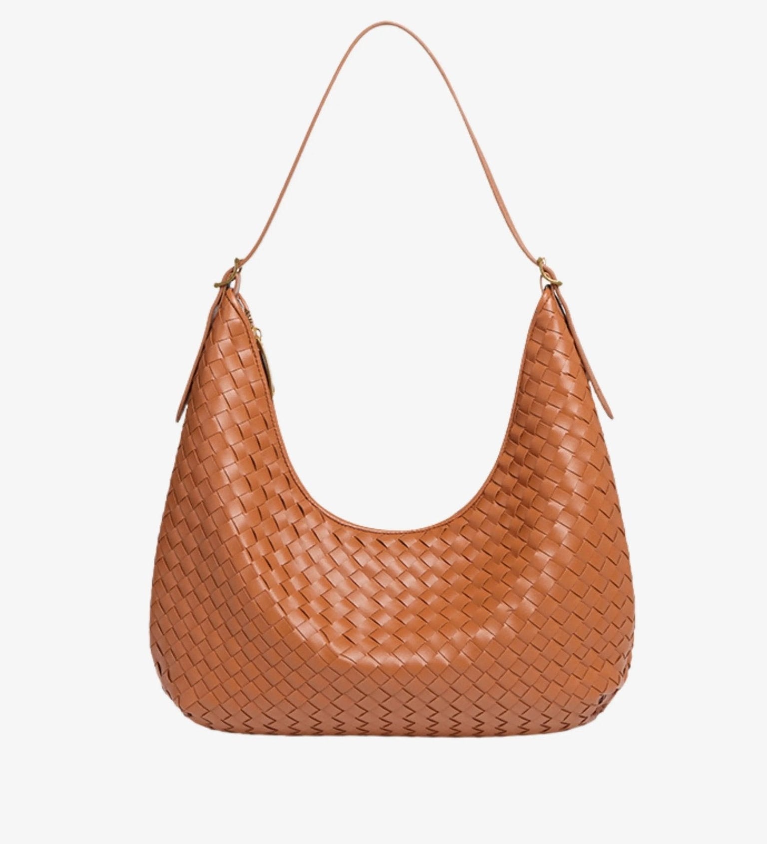 Siena | Brown Woven Leather Shoulder Bag – Sophisticated & Timeless - in Tan Brown | Arvea Bags