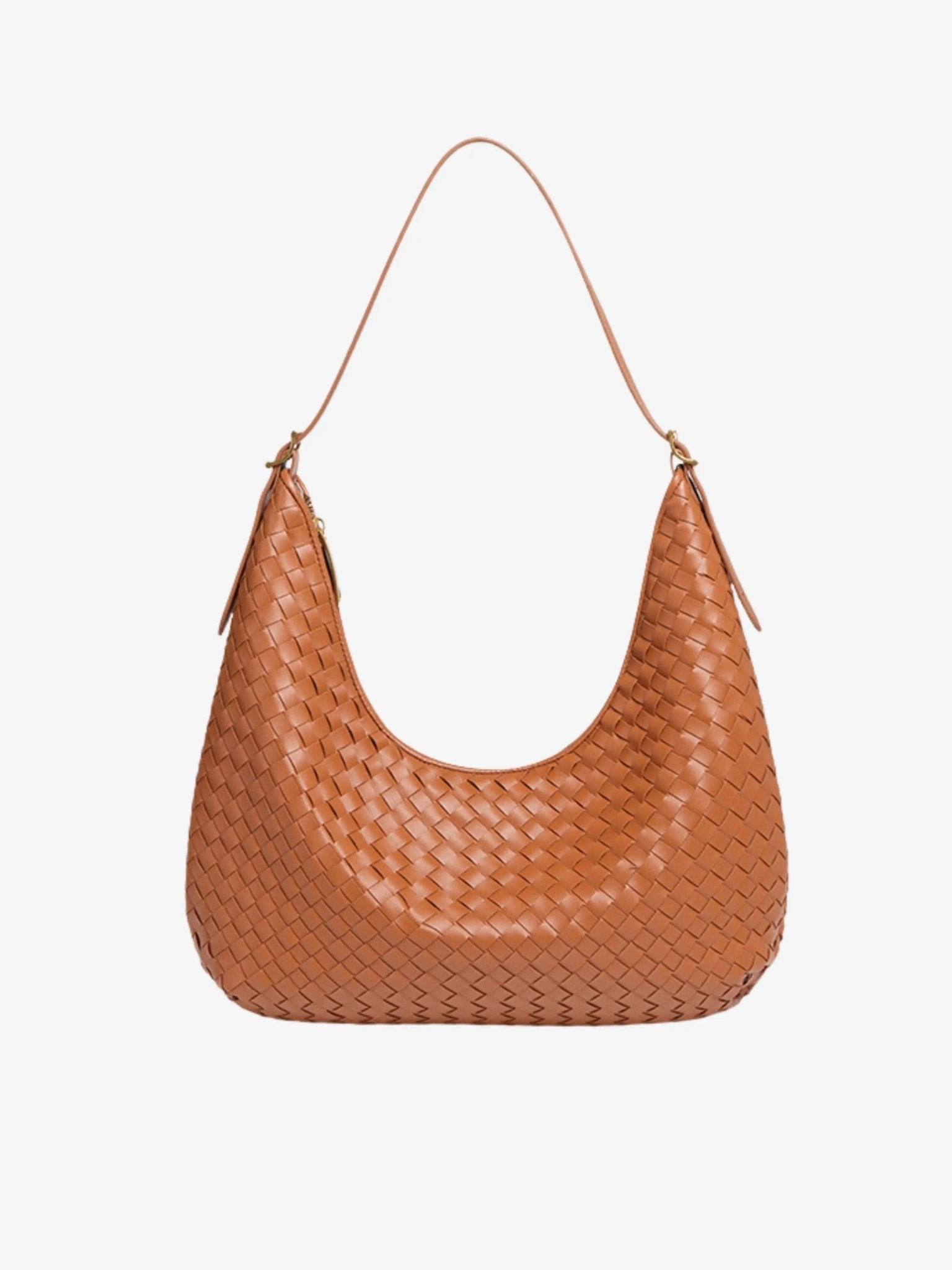 Siena | Brown Woven Leather Shoulder Bag – Sophisticated & Timeless - in Tan Brown | Arvea Bags
