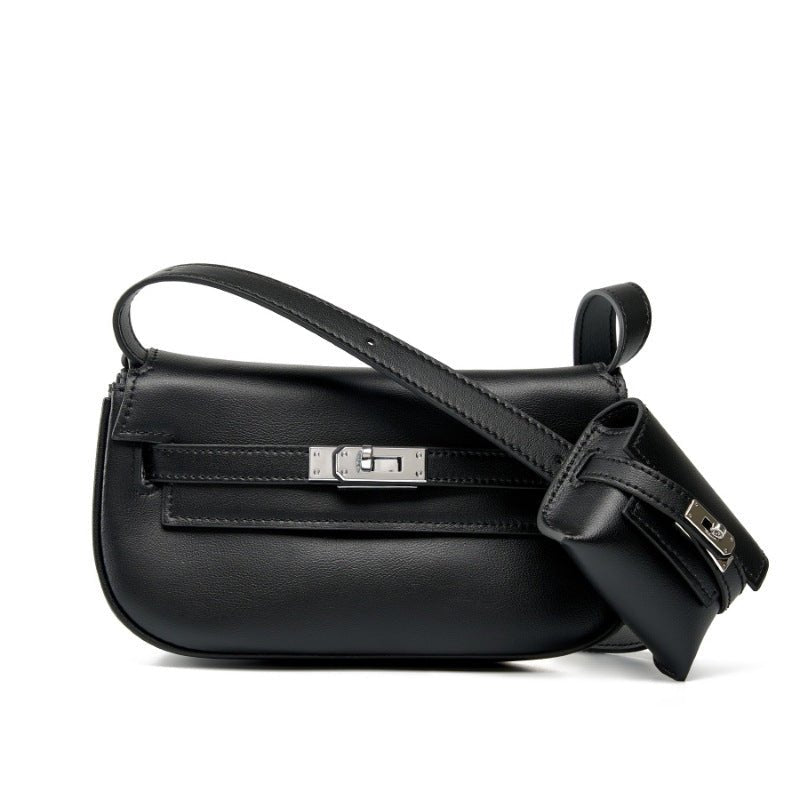 Sienna | Elegant Soft Leather Shoulder Bag with Mini Pouch – Chic & Functional - in Black | Arvea Bags