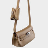 Sienna | Elegant Soft Leather Shoulder Bag with Mini Pouch – Chic & Functional - in Taupe | Arvea Bags