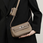Sienna | Elegant Soft Leather Shoulder Bag with Mini Pouch – Chic & Functional - in Taupe | Arvea Bags