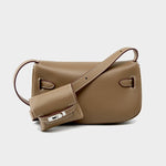 Sienna | Elegant Soft Leather Shoulder Bag with Mini Pouch – Chic & Functional - in Taupe | Arvea Bags