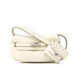 Sienna | Elegant Soft Leather Shoulder Bag with Mini Pouch – Chic & Functional - in White | Arvea Bags
