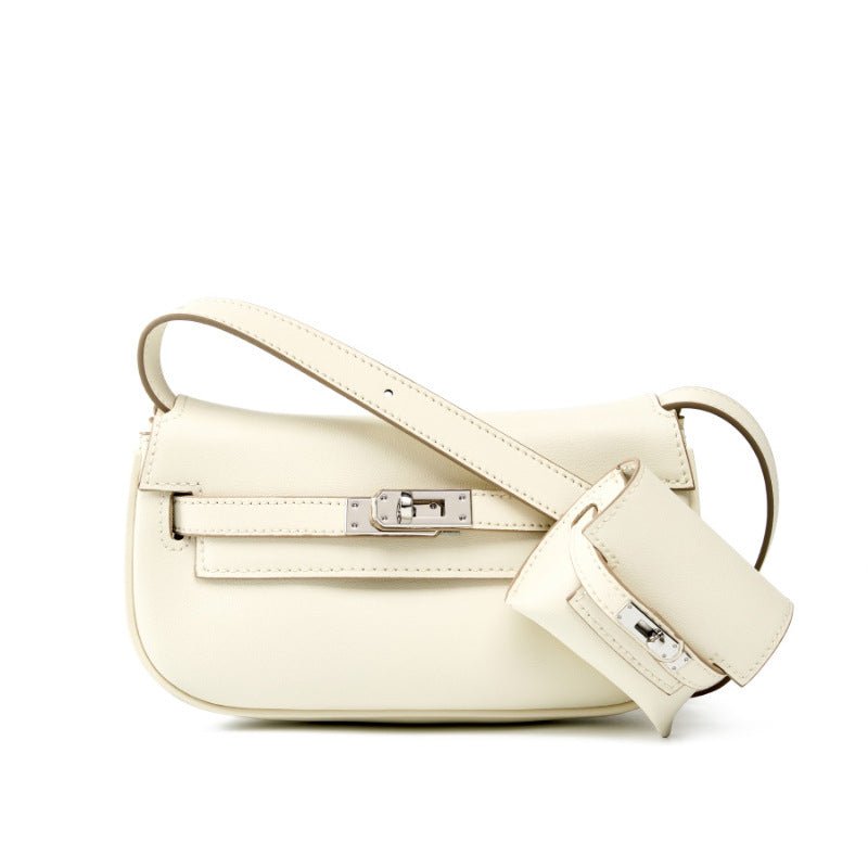 Sienna | Elegant Soft Leather Shoulder Bag with Mini Pouch – Chic & Functional - in White | Arvea Bags