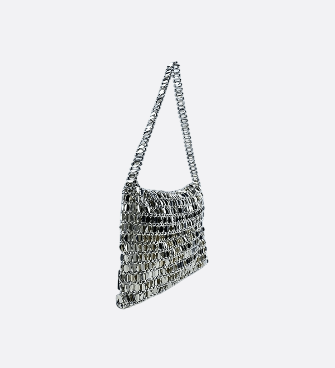 Silver Mesh Evening Shoulder Bag – Shimmer Chainmail Clutch - in Silver | Arvea Bags