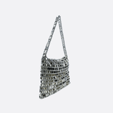 Silver Mesh Evening Shoulder Bag – Shimmer Chainmail Clutch - in Silver | Arvea Bags