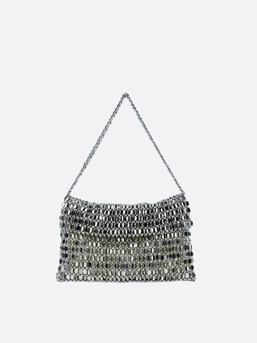 Silver Mesh Evening Shoulder Bag – Shimmer Chainmail Clutch - in Silver | Arvea Bags
