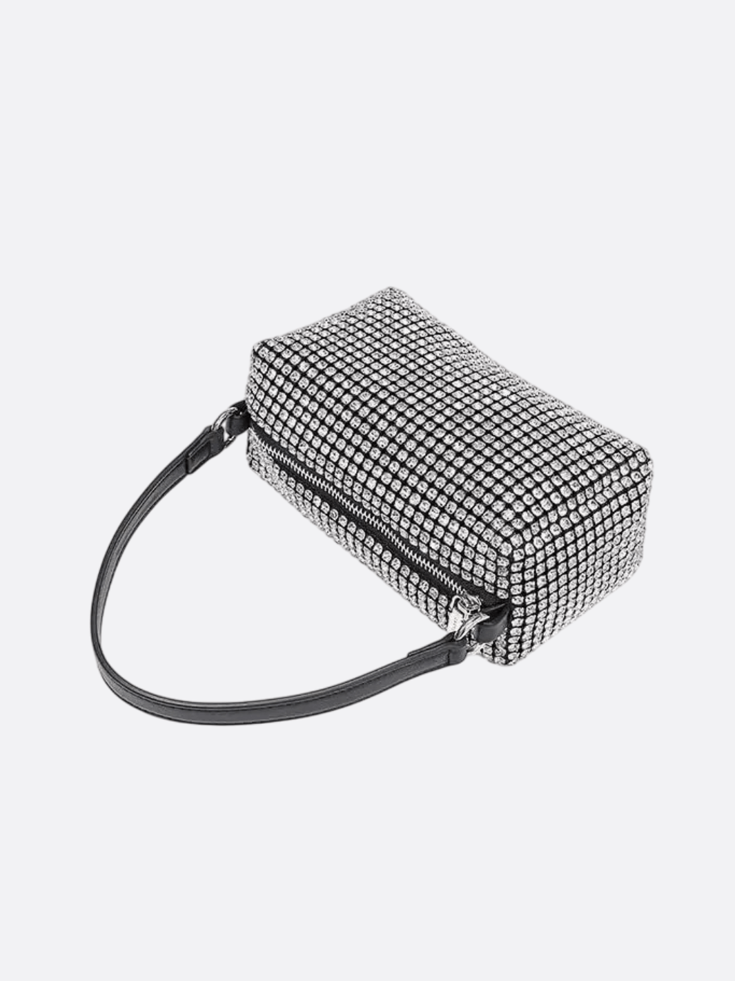 Silver Rhinestone Baguette Bag – Y2K Mini Party Purse - in Silver | Arvea Bags