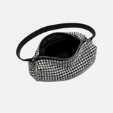 Silver Rhinestone Baguette Bag – Y2K Mini Party Purse - in Silver | Arvea Bags