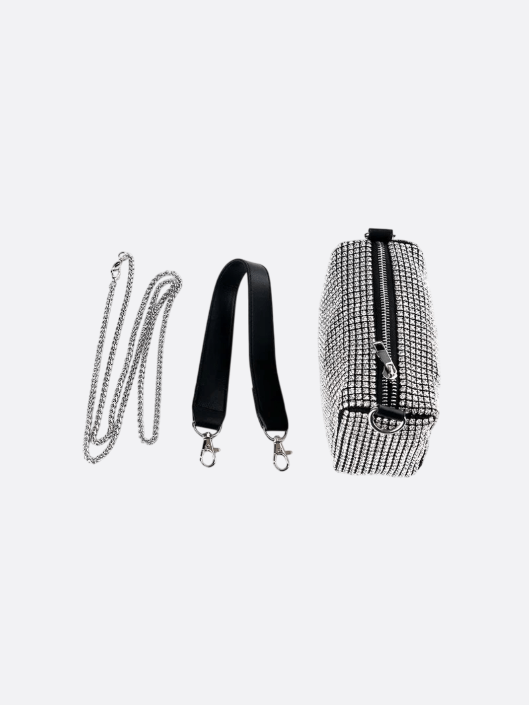 Silver Rhinestone Baguette Bag – Y2K Mini Party Purse - in Silver | Arvea Bags