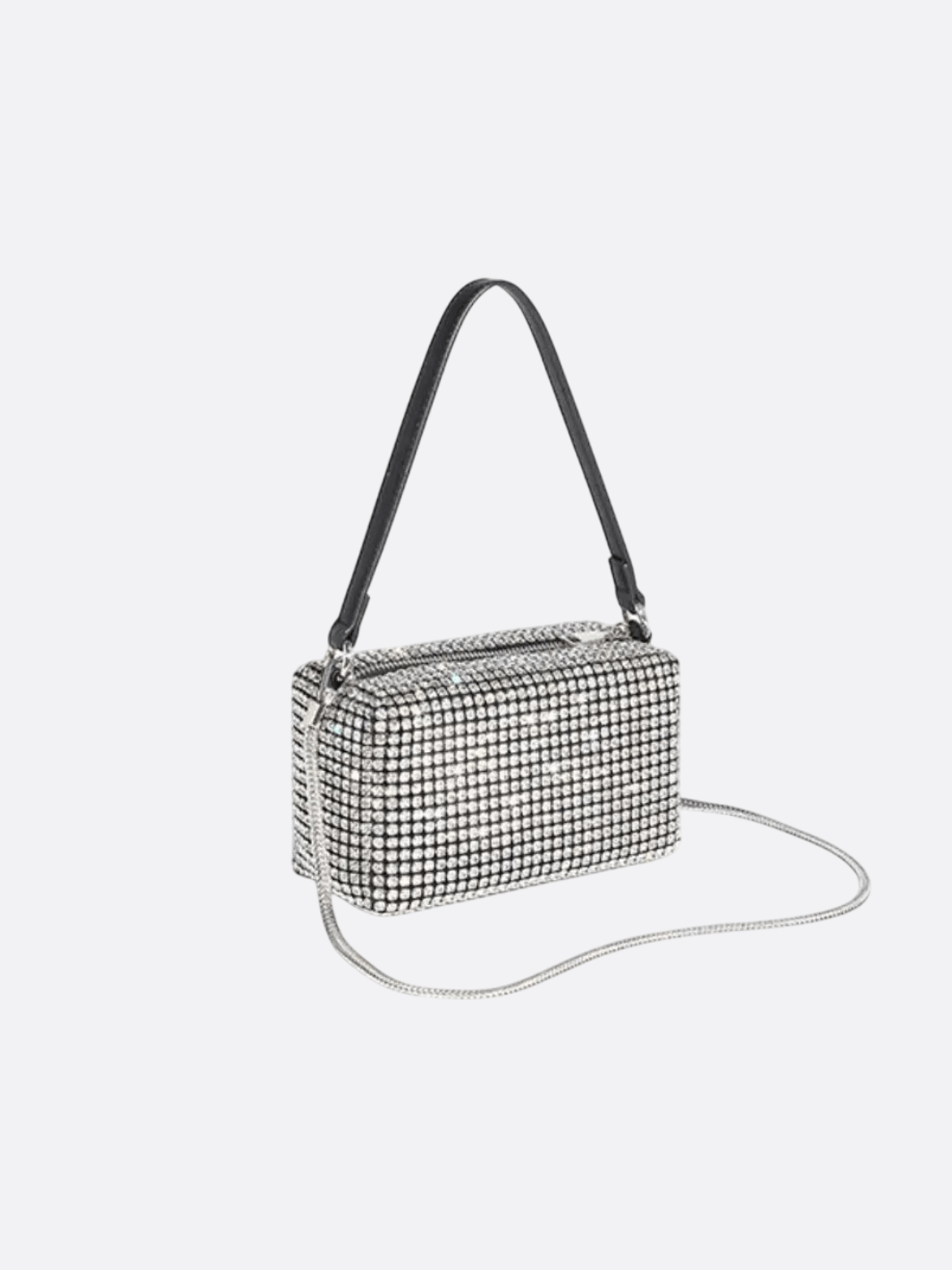 Silver Rhinestone Baguette Bag – Y2K Mini Party Purse - in Silver | Arvea Bags