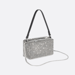 Silver Rhinestone Baguette Bag – Y2K Mini Party Purse - in Silver | Arvea Bags