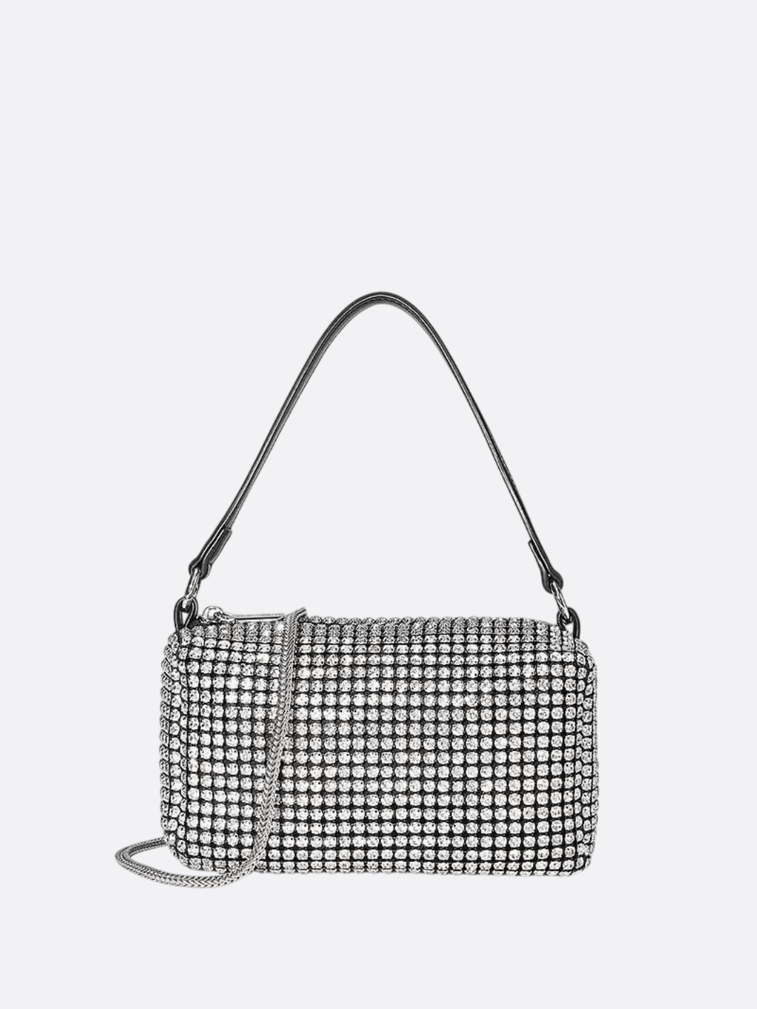 Silver Rhinestone Baguette Bag – Y2K Mini Party Purse - in Silver | Arvea Bags