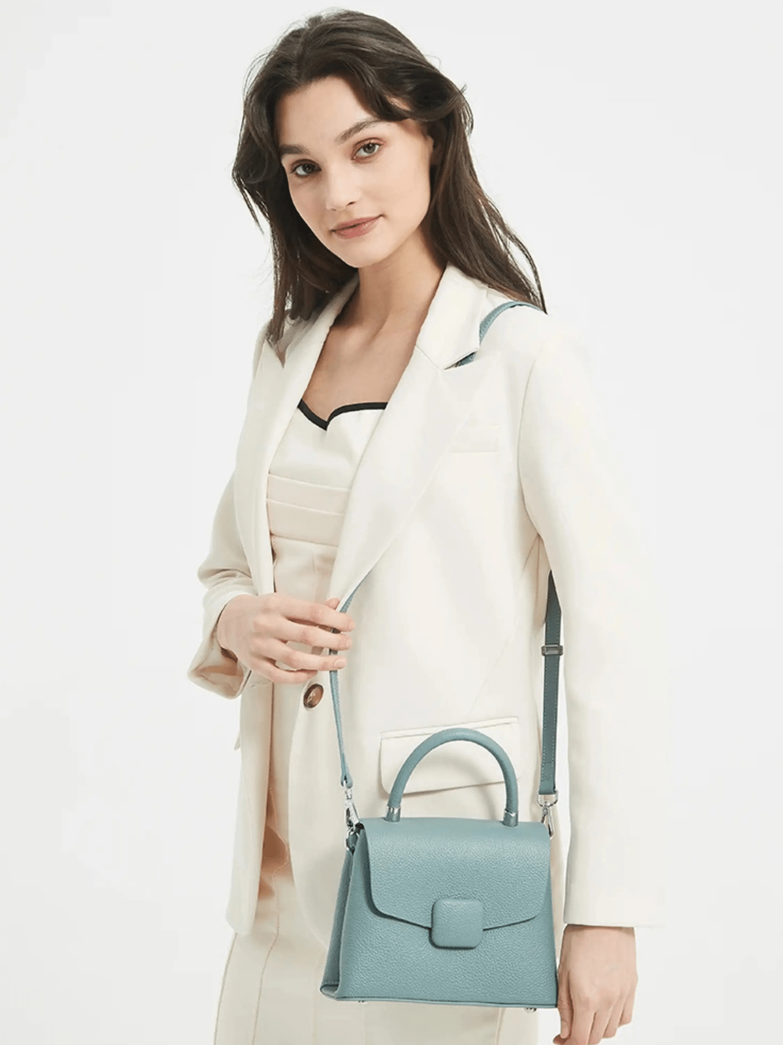 Skylar | Elegant Structured Leather Handbag with Timeless Appeal - in Black | Arvea Bags