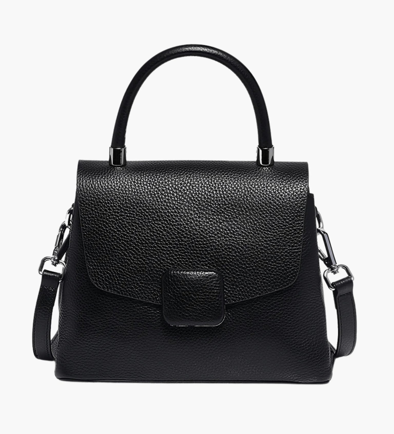 Skylar | Elegant Structured Leather Handbag with Timeless Appeal - in Black | Arvea Bags