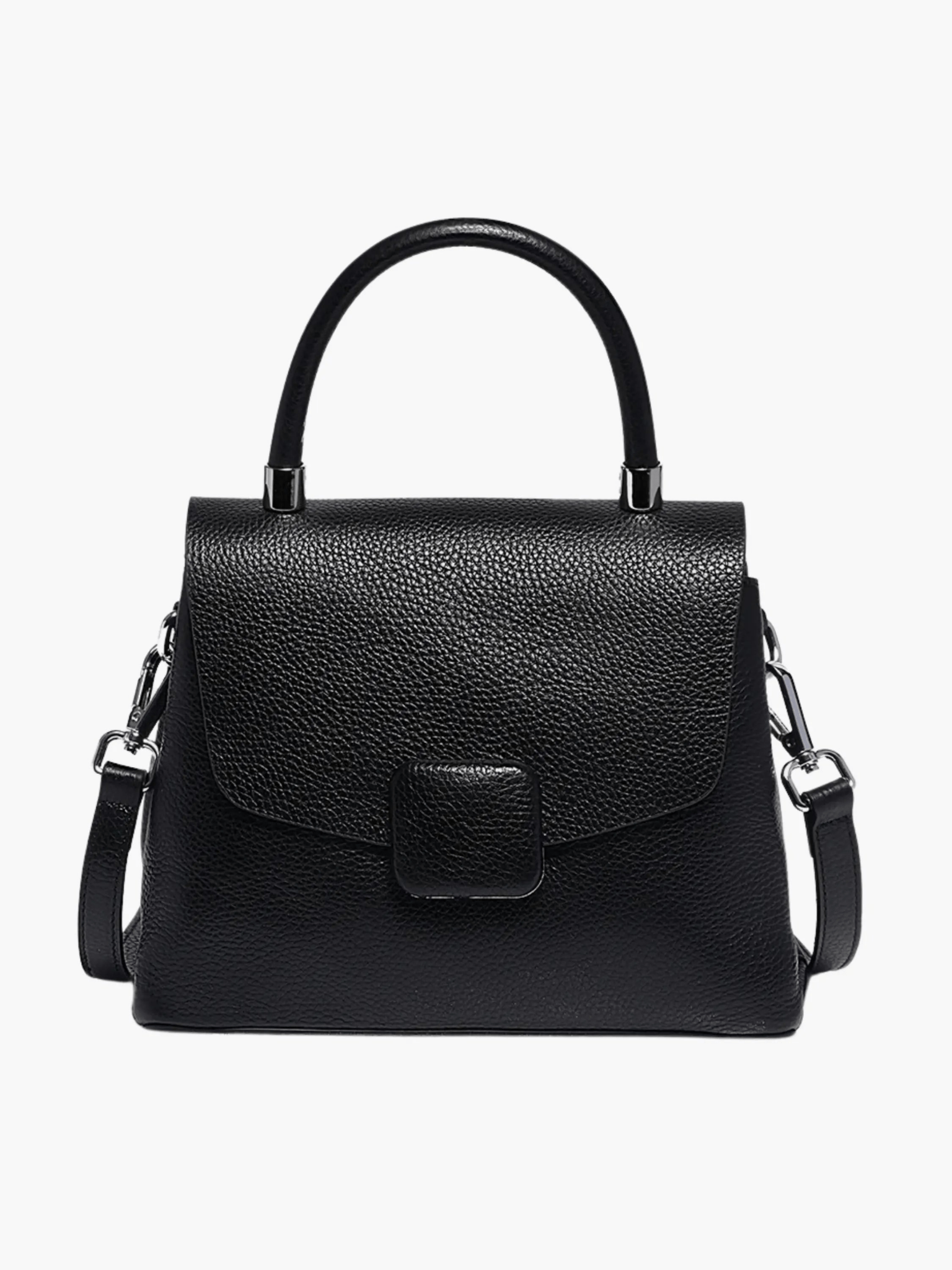 Skylar | Elegant Structured Leather Handbag with Timeless Appeal - in Black | Arvea Bags